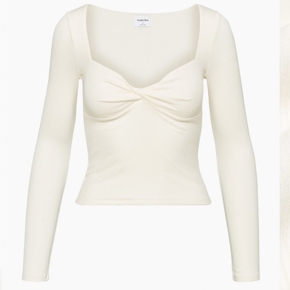 Aritzia Sunday best Lula Long sleeve top in light birch
